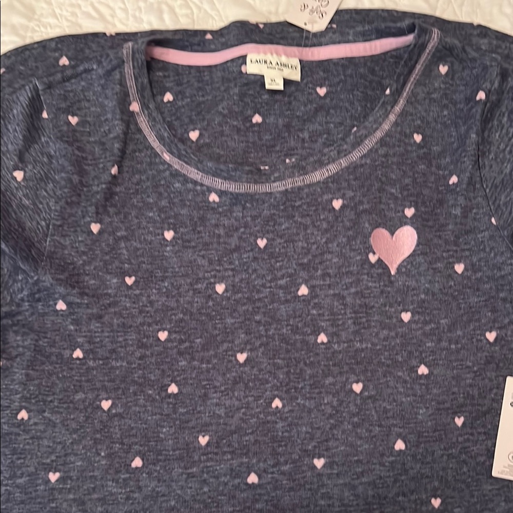 Laura Ashley Kids' Blue and Pink Heart Top